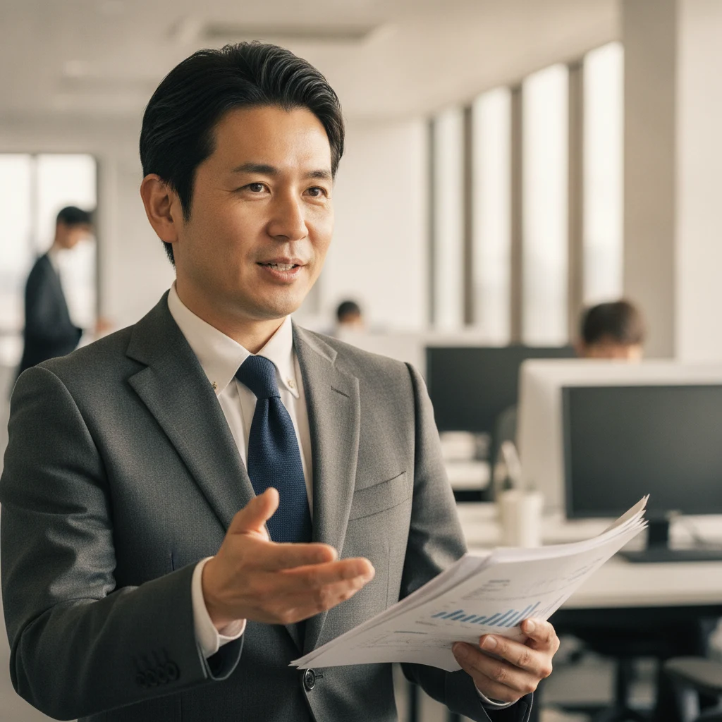 誠実に説明する担当者